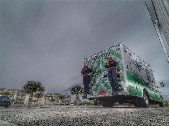 EMS ambulance on a cloudy day
