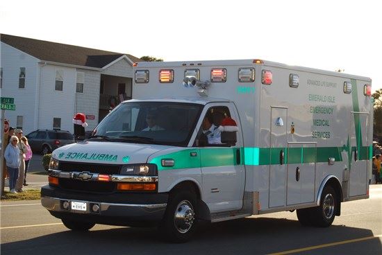 EMS ambulance with lights on
